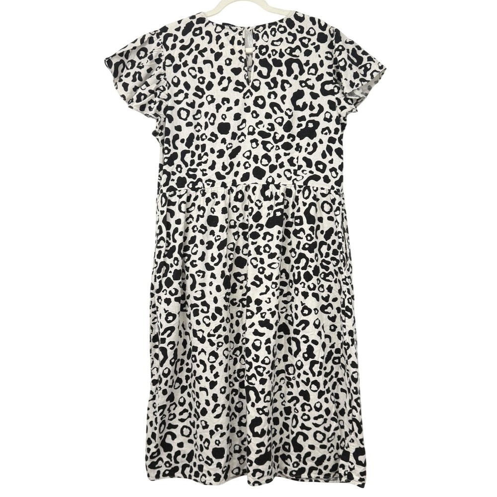 Who What Wear Linen Blend Dress XXL Black White Animal Print Pockets Modest - Picture 3 of 11